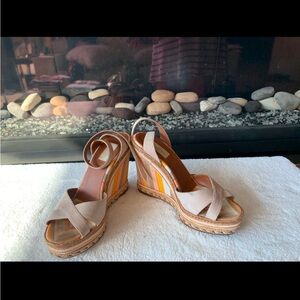 Valentino Garavani Striped Espadrille Wedge Sandals – Beige / Multicolor